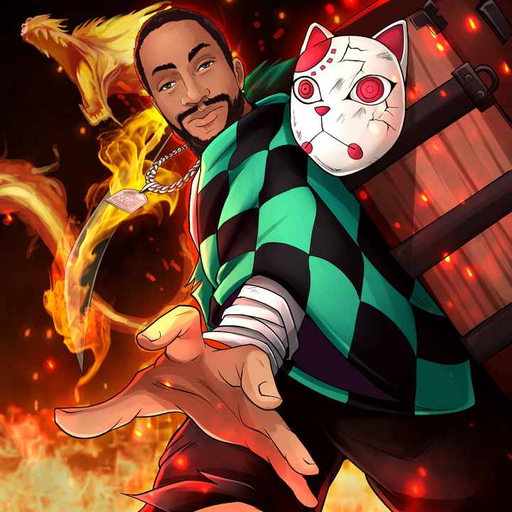 THE DRAGON ON FIRE - DEMON SLAYER CUSTOM DRAWING , Demon Slayer, Demon Slayer Custom Drawing, product:turn-me-demon-slayer, Tanjiro, Tanjiro Kamado