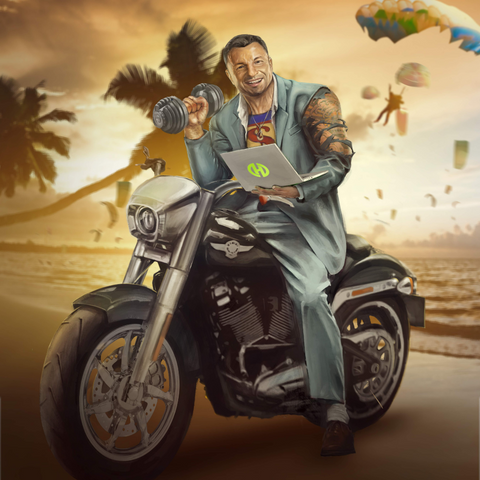 THE MUSCLE BIKER - MEN CUSTOM DRAWING , Custom Artwork, Custom Drawing, other, product:turn-me-other-gold