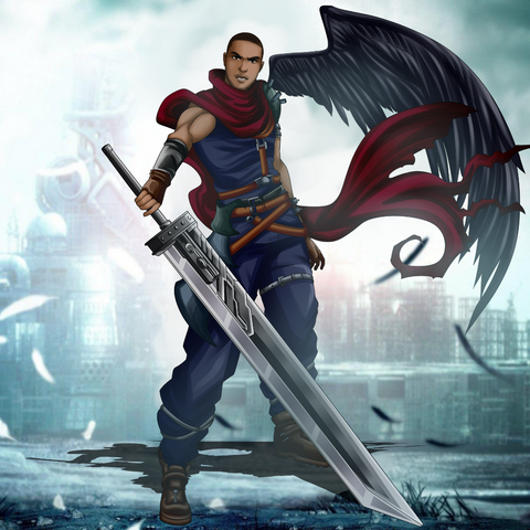 ANGEL AND THE SWORD - FINAL FANTASY CUSTOM DRAWNGI , Cloud Strife, Final Fantasy, Final Fantasy VII, Final Fantasy VII Art From Photo, product:turn-me-other