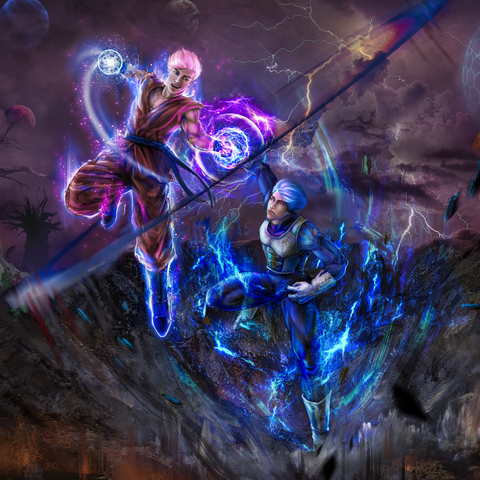 THE EPIC SAIYAN BATTLE - DRAGON BALL CUSTOM ART WORK , Dragon Ball, Dragon Ball Art From Photo, Dragon Ball Custom Drawing, Dragon Ball Super, Goku, product:turn-me-saiyan-gold, Saiyan, Vegeta