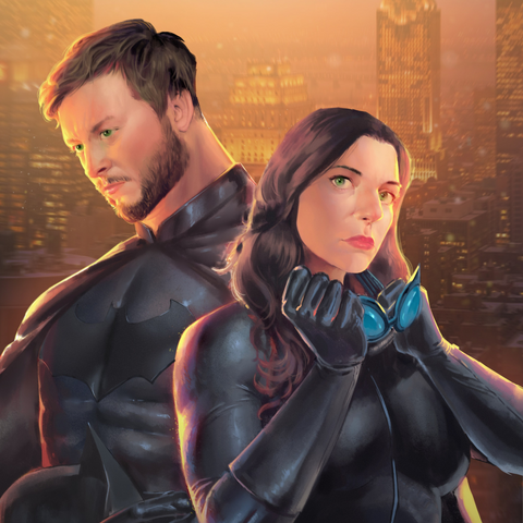 A COUPLE OF GOTHAM - DC COMICS CUSTOM DRAWING , Batman, Catwoman, DC Couple portrait, DC Custom Drawing, DC hero, product:turn-me-dc-hero-gold