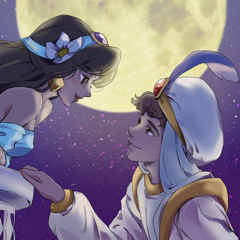 THE THIEF AND THE PRINCESS - ALADDIN CUSTOM ARTWORK , Aladdin, Custom Artwork, Custom Drawing, Disney, Disney Princess, product:turn-me-other-premium