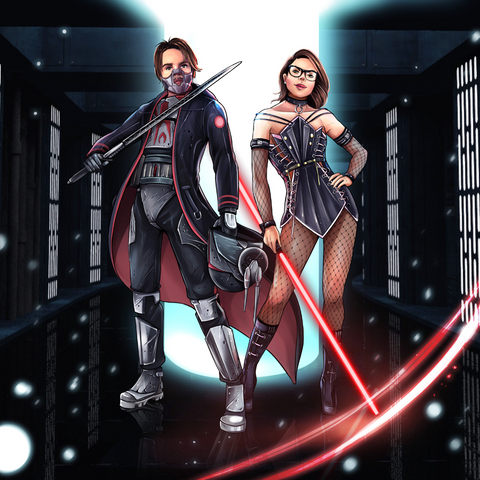 A COUPLE OF THE GALAXY - STAR WARS CUSTOM DRAWING , Couple Custom Drawing, product:turn-me-other, Star Wars, Star Wars Custom Anime Portrait
