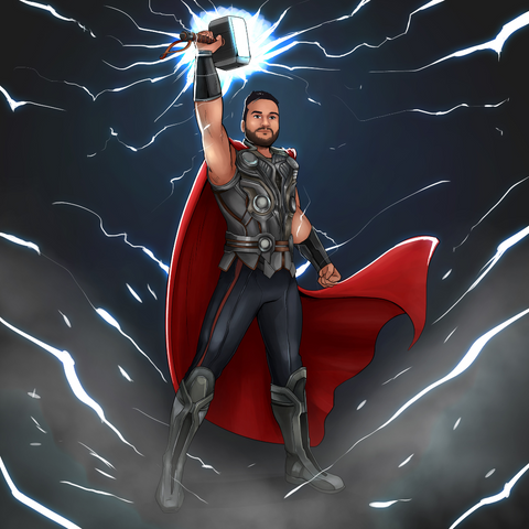 THE REAL POWER OF MJOLNIR - MARVEL COMICS CUSTOM DRAWING , Marvel Custom Drawing, Marvel Hero, product:turn-me-marvel-hero, Thor