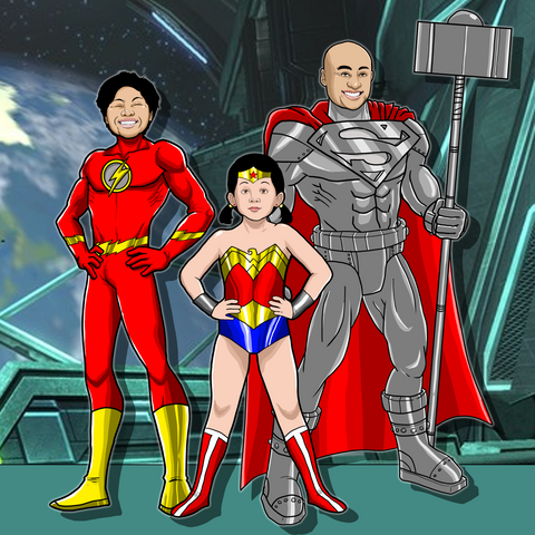 The Strongest Superhero Family , DC hero, product:turn-me-dc-hero, Steel, The Flash, The Strongest Superhero Family, Wonder Woman