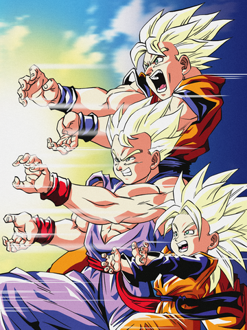 Family Kamehameha - Dragon Ball Family Portrait Illustration , Caulifa, Dragon Ball, Dragon Ball Family Portrait Illustration, Dragon Ball Z, Family Kamehameha, Gohan, Goku, product:turn-me-saiyan