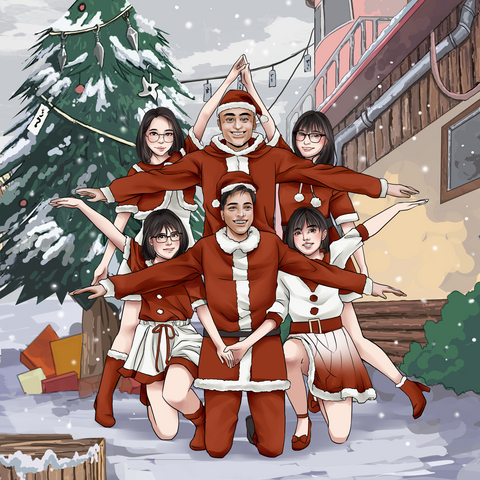 Merry Christmas - Team Portrait Illustration , Merry Christmas, product:turn-me-other, Santa Claus, Team Portrait Illustration