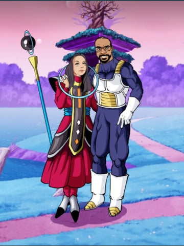 AT THIS MOMENT - DRAGON BALL CUSTOM ARTWORK , Dragon Ball, Dragon Ball Couple Custom Drawing, Dragon Ball Couple Illustration, Dragon Ball Couple Portrait, Majin Vegeta, product:turn-me-saiyan, SSG Vegeta