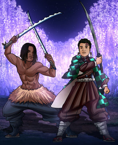 The Power of All - Kimetsu no Yaiba Digital Portraits , Demon Slayer, Inosuke, Kimetsu no Yaiba Digital Portraits, product:turn-me-demon-slayer, Tanjiro, The Power of All