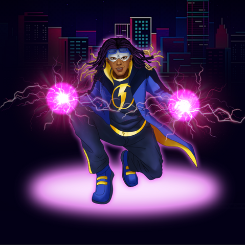 I'M STATIC - DC HERO CUSTOM BACKGROUND , DC Custom Anime Portrait, DC Custom Drawing, DC hero, DC Universe, product:turn-me-dc-hero, Static Shock