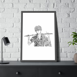 GINTOKI BLACK & WHITE FRAMED POSTER GINTOKI BLACK & WHITE FRAMED POSTER