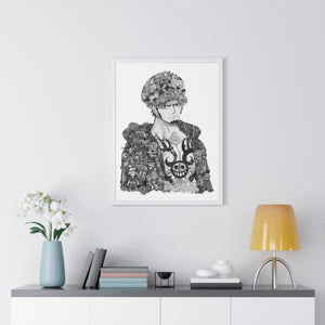 TRAFALGAR LAW BLACK & WHITE FRAMED POSTER TRAFALGAR LAW BLACK & WHITE FRAMED POSTER