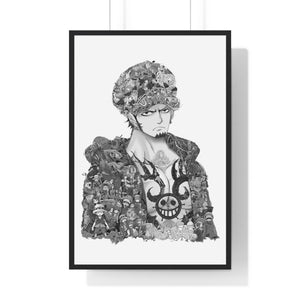 TRAFALGAR LAW BLACK & WHITE FRAMED POSTER TRAFALGAR LAW BLACK & WHITE FRAMED POSTER
