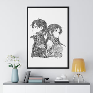 KIRITO ASUNA BLACK & WHITE FRAMED POSTER KIRITO ASUNA BLACK & WHITE FRAMED POSTER