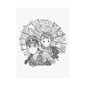 GRAVE OF THE FIREFLIES BLACK & WHITE POSTER GRAVE OF THE FIREFLIES BLACK & WHITE POSTER