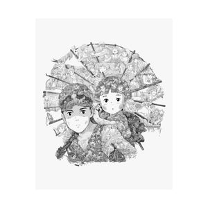 GRAVE OF THE FIREFLIES BLACK & WHITE POSTER GRAVE OF THE FIREFLIES BLACK & WHITE POSTER