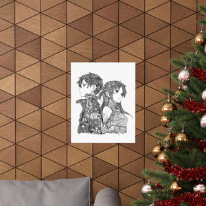 KIRITO ASUNA BLACK & WHITE POSTER KIRITO ASUNA BLACK & WHITE POSTER