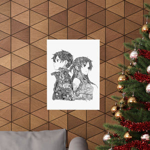 KIRITO ASUNA BLACK & WHITE POSTER KIRITO ASUNA BLACK & WHITE POSTER