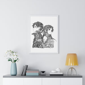 KIRITO ASUNA BLACK & WHITE FRAMED POSTER KIRITO ASUNA BLACK & WHITE FRAMED POSTER