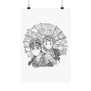 GRAVE OF THE FIREFLIES BLACK & WHITE POSTER GRAVE OF THE FIREFLIES BLACK & WHITE POSTER