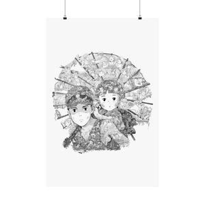 GRAVE OF THE FIREFLIES BLACK & WHITE POSTER GRAVE OF THE FIREFLIES BLACK & WHITE POSTER