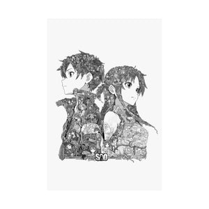 KIRITO ASUNA BLACK & WHITE POSTER KIRITO ASUNA BLACK & WHITE POSTER
