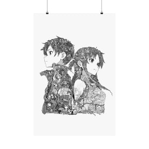 KIRITO ASUNA BLACK & WHITE POSTER KIRITO ASUNA BLACK & WHITE POSTER
