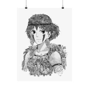 PRINCESS MONONOKE BLACK & WHITE POSTER PRINCESS MONONOKE BLACK & WHITE POSTER