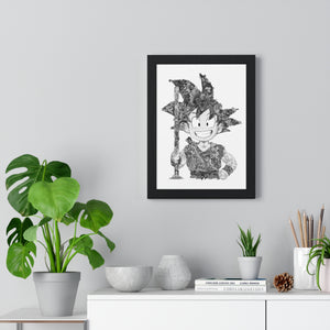 KID GOKU BLACK & WHITE FRAMED POSTER KID GOKU BLACK & WHITE FRAMED POSTER