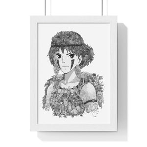 PRINCESS MONONOKE BLACK & WHITE FRAMED POSTER PRINCESS MONONOKE BLACK & WHITE FRAMED POSTER