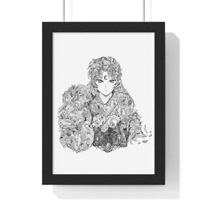 SESSHOMARU BLACK & WHITE FRAMED POSTER SESSHOMARU BLACK & WHITE FRAMED POSTER