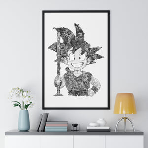 KID GOKU BLACK & WHITE FRAMED POSTER KID GOKU BLACK & WHITE FRAMED POSTER