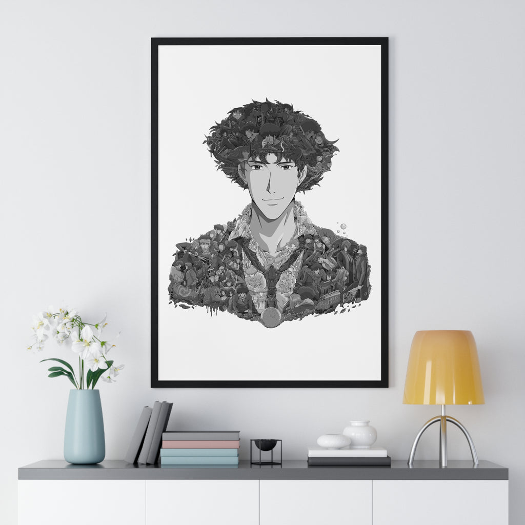 SPIKE SPIEGEL BLACK & WHITE FRAMED POSTER SPIKE SPIEGEL BLACK & WHITE FRAMED POSTER