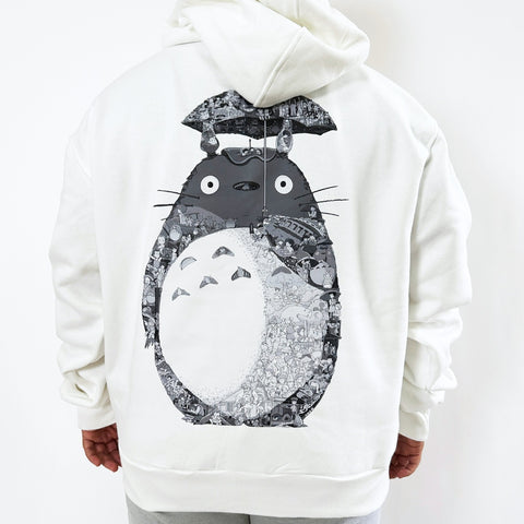 TOTORO BLACK & WHITE HOODIE (Ship from Viet Nam) TOTORO BLACK & WHITE HOODIE (Ship from Viet Nam)