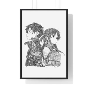 KIRITO ASUNA BLACK & WHITE FRAMED POSTER KIRITO ASUNA BLACK & WHITE FRAMED POSTER