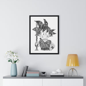 KID GOKU BLACK & WHITE FRAMED POSTER KID GOKU BLACK & WHITE FRAMED POSTER