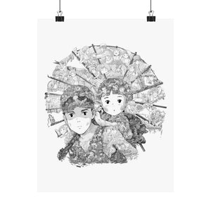 GRAVE OF THE FIREFLIES BLACK & WHITE POSTER GRAVE OF THE FIREFLIES BLACK & WHITE POSTER