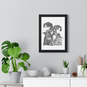 KIRITO ASUNA BLACK & WHITE FRAMED POSTER KIRITO ASUNA BLACK & WHITE FRAMED POSTER