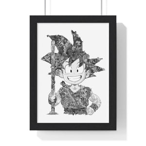 KID GOKU BLACK & WHITE FRAMED POSTER KID GOKU BLACK & WHITE FRAMED POSTER