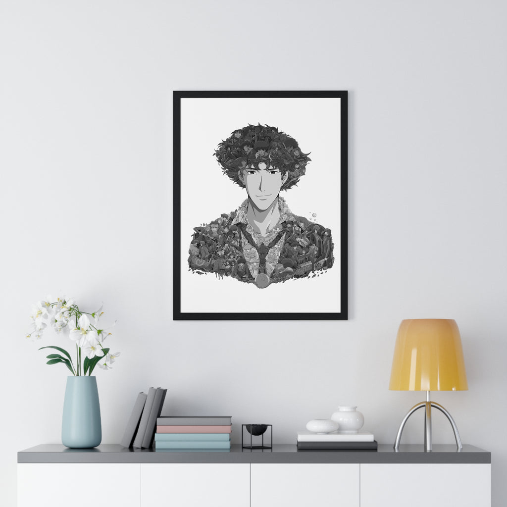 SPIKE SPIEGEL BLACK & WHITE FRAMED POSTER SPIKE SPIEGEL BLACK & WHITE FRAMED POSTER