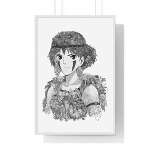 PRINCESS MONONOKE BLACK & WHITE FRAMED POSTER PRINCESS MONONOKE BLACK & WHITE FRAMED POSTER