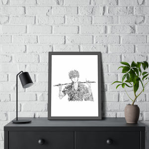 GINTOKI BLACK & WHITE FRAMED POSTER GINTOKI BLACK & WHITE FRAMED POSTER