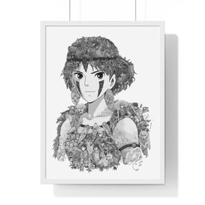 PRINCESS MONONOKE BLACK & WHITE FRAMED POSTER PRINCESS MONONOKE BLACK & WHITE FRAMED POSTER