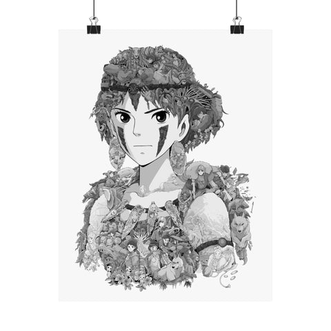 PRINCESS MONONOKE BLACK & WHITE POSTER PRINCESS MONONOKE BLACK & WHITE POSTER