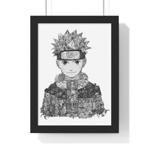 KID NARUTO BLACK & WHITE FRAMED POSTER KID NARUTO BLACK & WHITE FRAMED POSTER