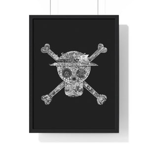 MUGIWARA JOLLY ROGER BLACK & WHITE FRAMED POSTER MUGIWARA JOLLY ROGER BLACK & WHITE FRAMED POSTER