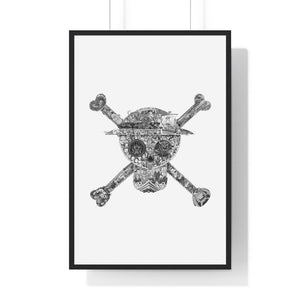 MUGIWARA JOLLY ROGER BLACK & WHITE FRAMED POSTER (WHITE BG) MUGIWARA JOLLY ROGER BLACK & WHITE FRAMED POSTER (WHITE BG)