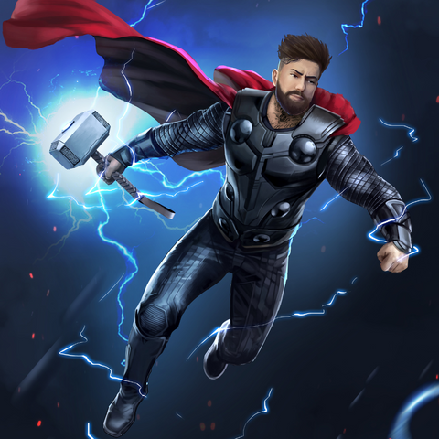 THE GOD OF THUNDER - MARVEL COMICS CUSTOM DRAWING , Marvel Custom Drawing, Marvel Hero, product:turn-me-marvel-hero-gold