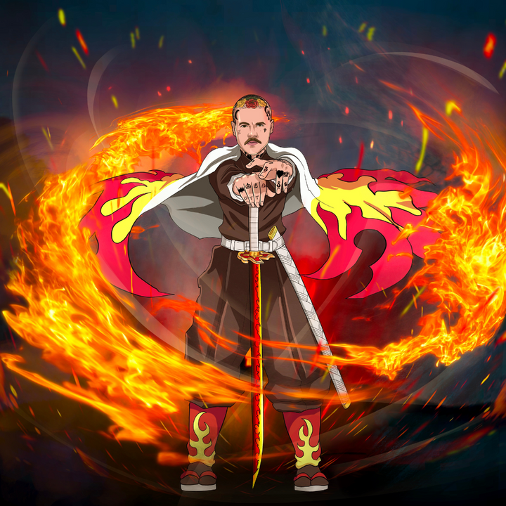 THE STRONGEST FLAME HASHIRA - DEMON SLAYER CUSTOM PORTRAIT , Demon Slayer, Demon Slayer Custom Anime Portrait, Demon Slayer Custom Drawing, product:turn-me-demon-slayer, Rengoku Kyojuro