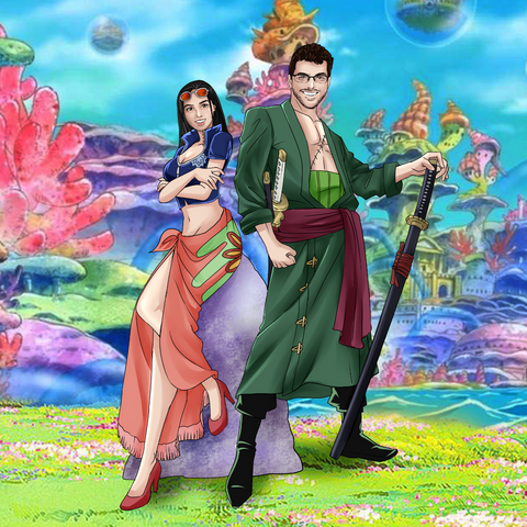 COUPLE'S UNDERSEA EXPLORATION - ONE PIECE CUSTOM DRAWING , One Piece, One Piece Custom Drawing, product:turn-me-pirate, Robin, Roronoa Zoro